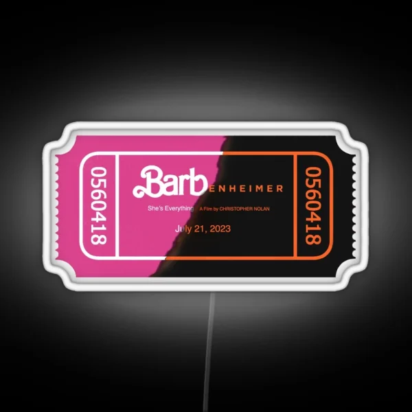 Barbenheimer Movie Ticket RGB Neon Sign