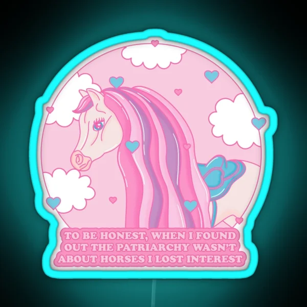 Barbie Movie Horses Patriarchy Quote Ken RGB Neon Sign