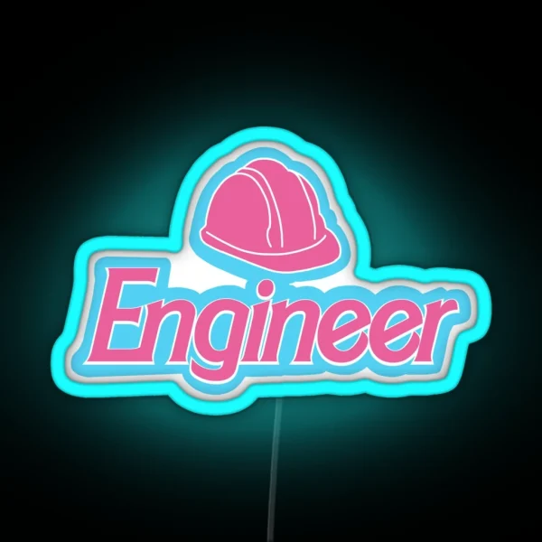Barbiecore Engineer W Hard Hat RGB Neon Sign