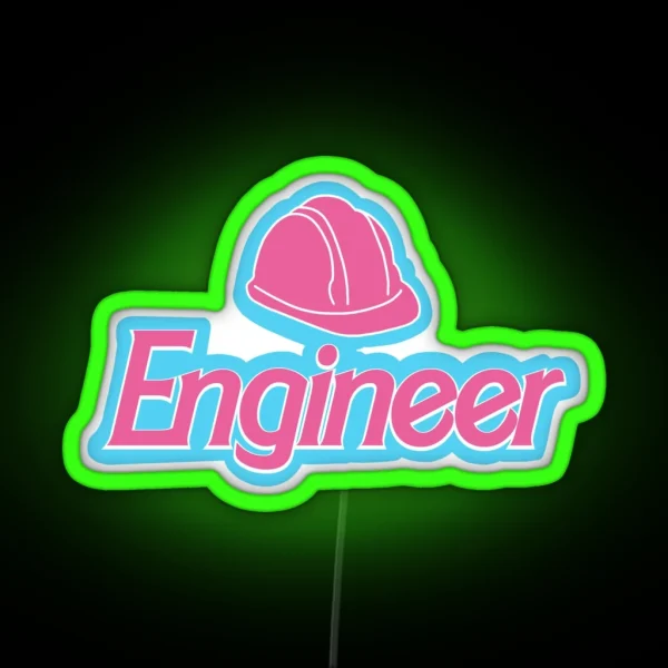 Barbiecore Engineer W Hard Hat RGB Neon Sign