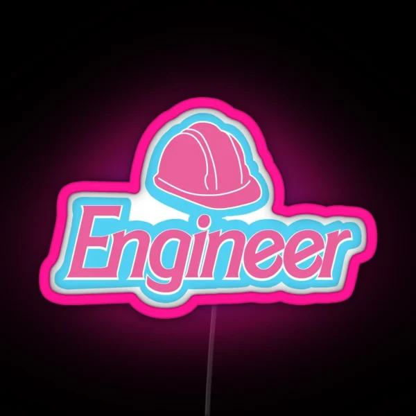 Barbiecore Engineer W Hard Hat RGB Neon Sign