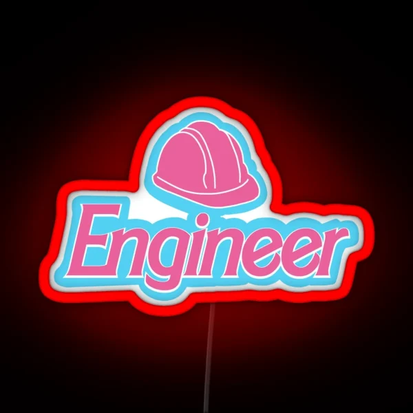 Barbiecore Engineer W Hard Hat RGB Neon Sign