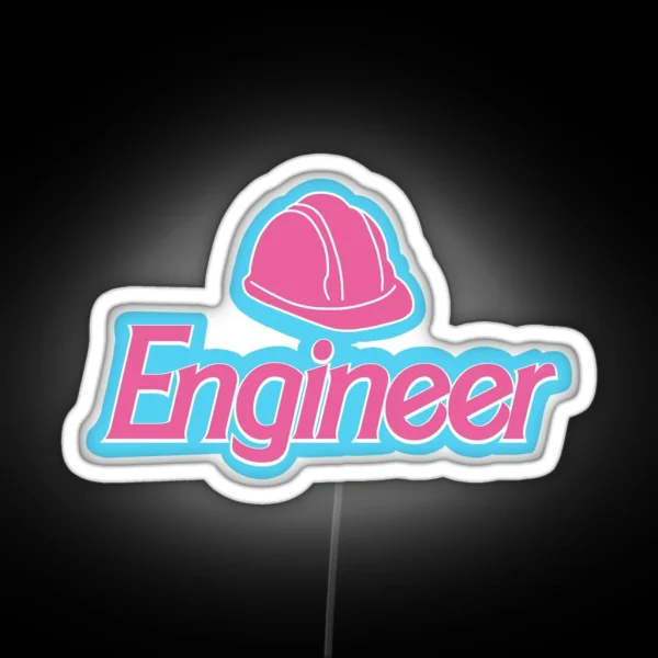 Barbiecore Engineer W Hard Hat RGB Neon Sign