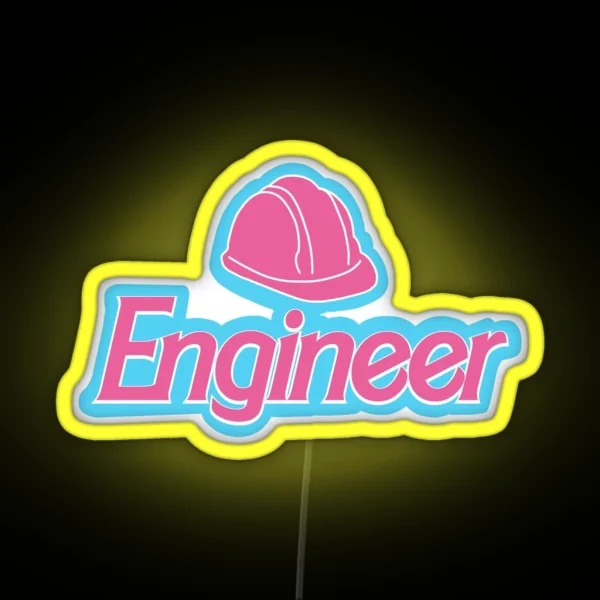 Barbiecore Engineer W Hard Hat RGB Neon Sign