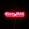 Neon pink and green metal art inspired by heavy music