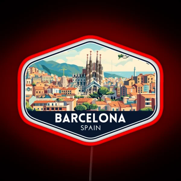 Barcelona Spain City Travel Souvenir RGB Neon Sign