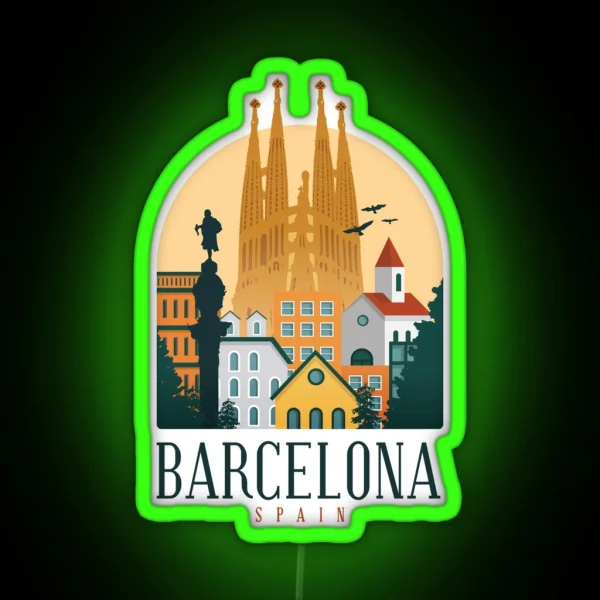 Barcelona Spain RGB Neon Sign