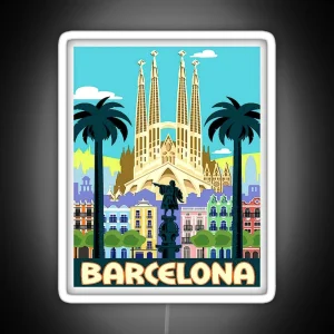 BARCELONA SPAIN Vintage Travel And Tourism Advertising Print RGB Neon Sign