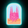 Vintage style travel stamp Barcelona destination souvenir city map neon sign.