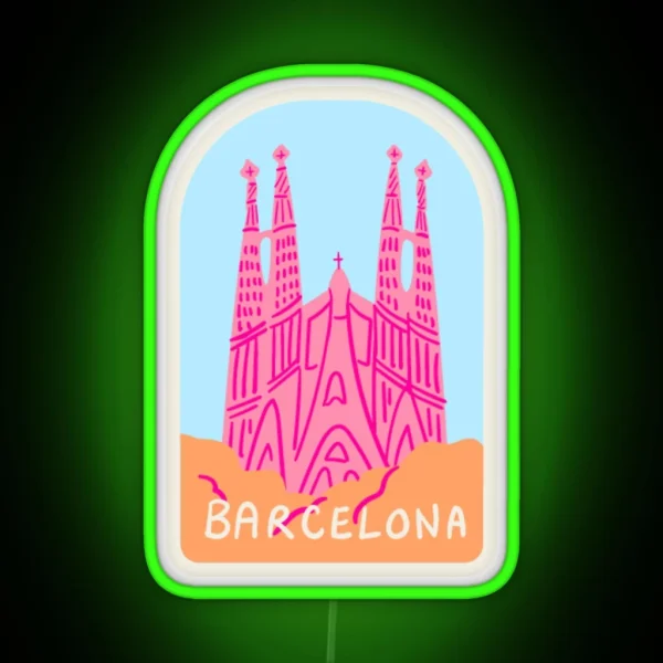 Barcelona Travel Stamp RGB Neon Sign