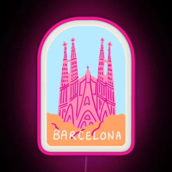 Barcelona Travel Stamp RGB Neon Sign