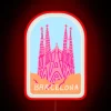RGB Neon Barcelona Travel Stamp Wall Sign Distinct City Vibes