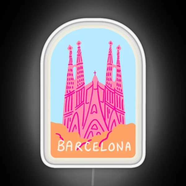 Barcelona Travel Stamp RGB Neon Sign