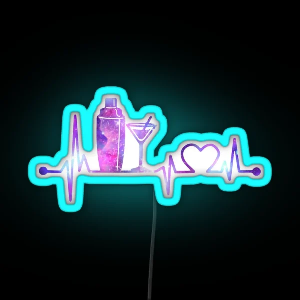 BARTENDER HEARTBEAT GALAXY BARTENDER HEARTBEAT RGB Neon Sign
