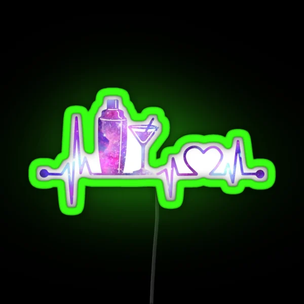 BARTENDER HEARTBEAT GALAXY BARTENDER HEARTBEAT RGB Neon Sign