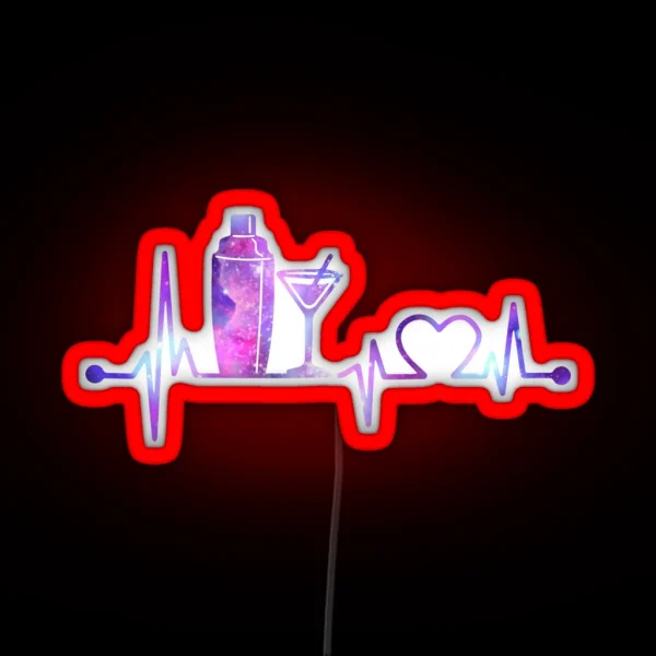 BARTENDER HEARTBEAT GALAXY BARTENDER HEARTBEAT RGB Neon Sign
