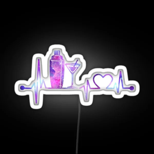 BARTENDER HEARTBEAT GALAXY BARTENDER HEARTBEAT RGB Neon Sign