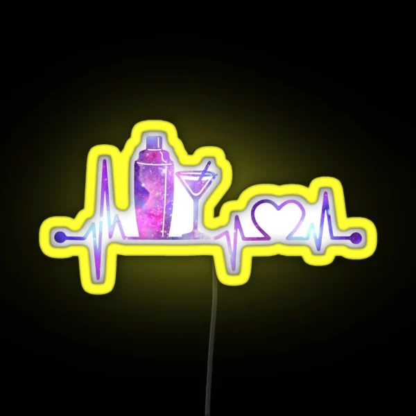 BARTENDER HEARTBEAT GALAXY BARTENDER HEARTBEAT RGB Neon Sign