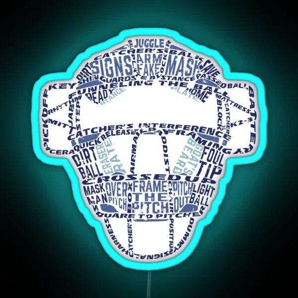 Baseball Catchers Mask Calligram RGB Neon Sign