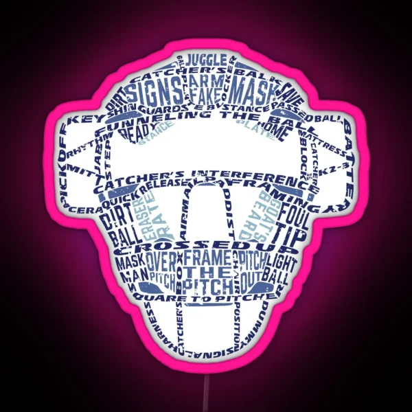 Baseball Catchers Mask Calligram RGB Neon Sign