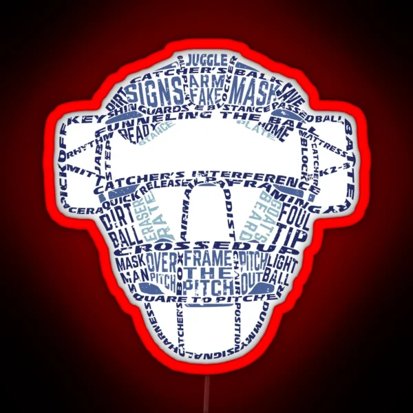 Baseball Catchers Mask Calligram RGB Neon Sign