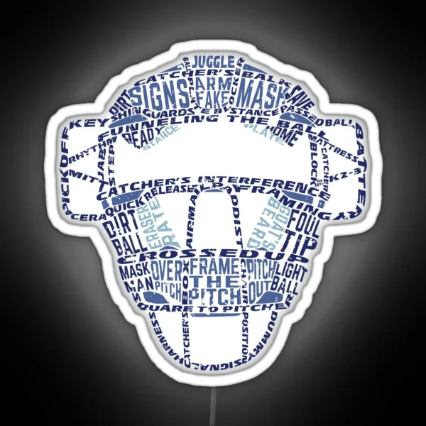 Baseball Catchers Mask Calligram RGB Neon Sign