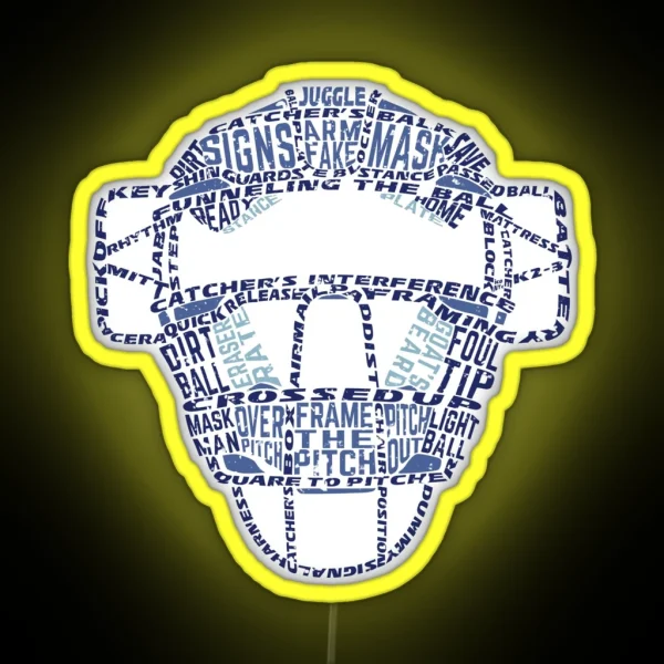 Baseball Catchers Mask Calligram RGB Neon Sign