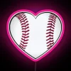 RGB neon sports wall art with baseball heart design glow