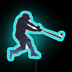 Baseball Player Sihouette RGB Neon Sign