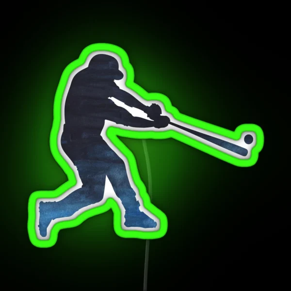 Baseball Player Sihouette RGB Neon Sign