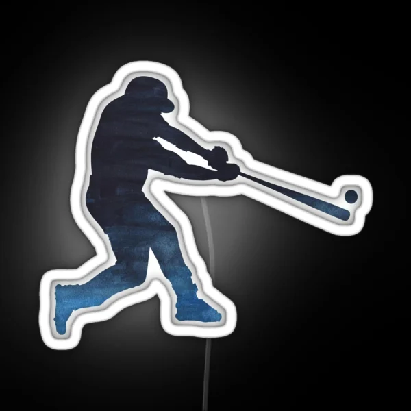 Baseball Player Sihouette RGB Neon Sign