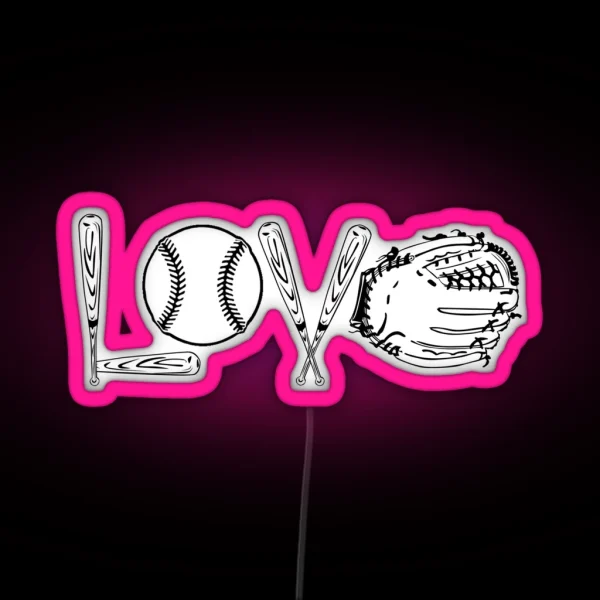 BASEBALL SOFTBALL LOVE Led COFFEE MUG AND Led RGB Neon Sign