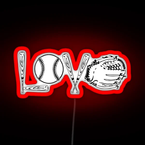 BASEBALL SOFTBALL LOVE Led COFFEE MUG AND Led RGB Neon Sign