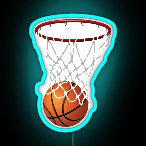 Basketball And Hoop Net RGB Neon Sign