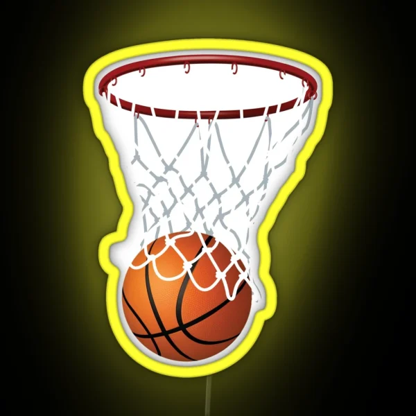 Basketball And Hoop Net RGB Neon Sign