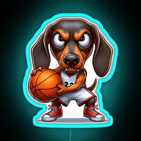 Basketball Dachshund 5 RGB Neon Sign