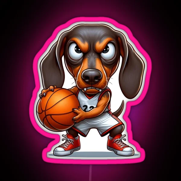 Basketball Dachshund 5 RGB Neon Sign