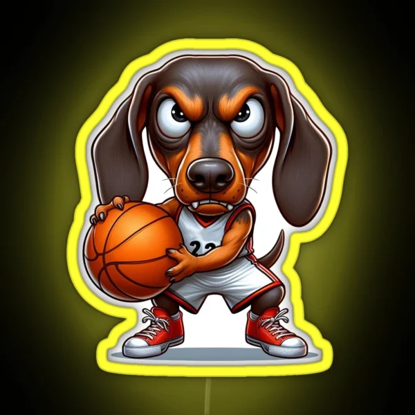 Basketball Dachshund 5 RGB Neon Sign