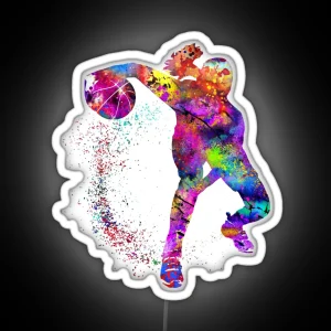 Basketball Girl Watercolor Basketball Girl RGB Neon Sign