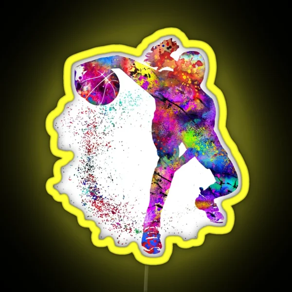 Basketball Girl Watercolor Basketball Girl RGB Neon Sign