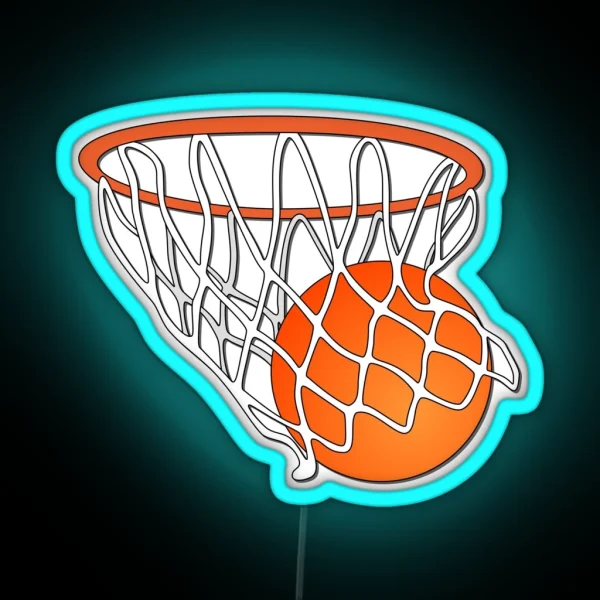 Basketball Going Through Net RGB Neon Sign