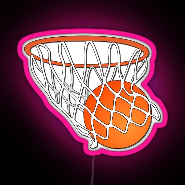 Basketball Going Through Net RGB Neon Sign