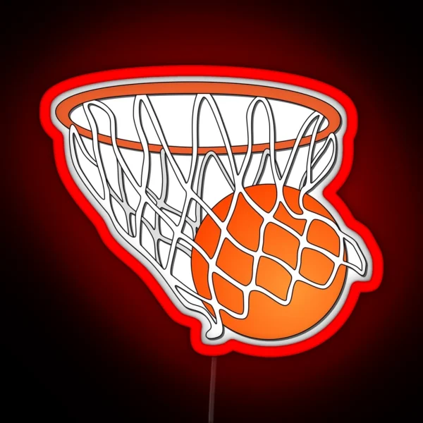 Basketball Going Through Net RGB Neon Sign