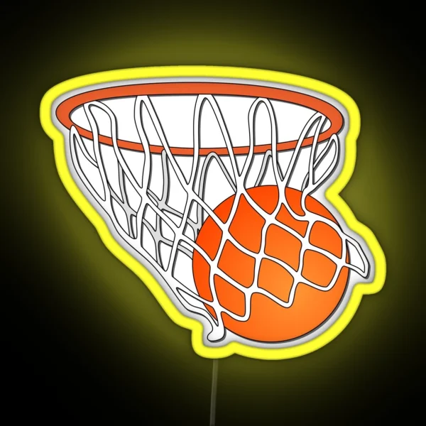 Basketball Going Through Net RGB Neon Sign