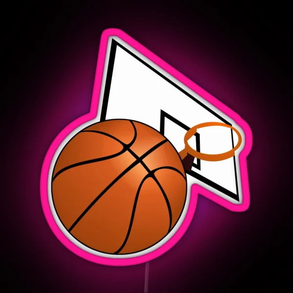 Basketball With Hoop RGB Neon Sign