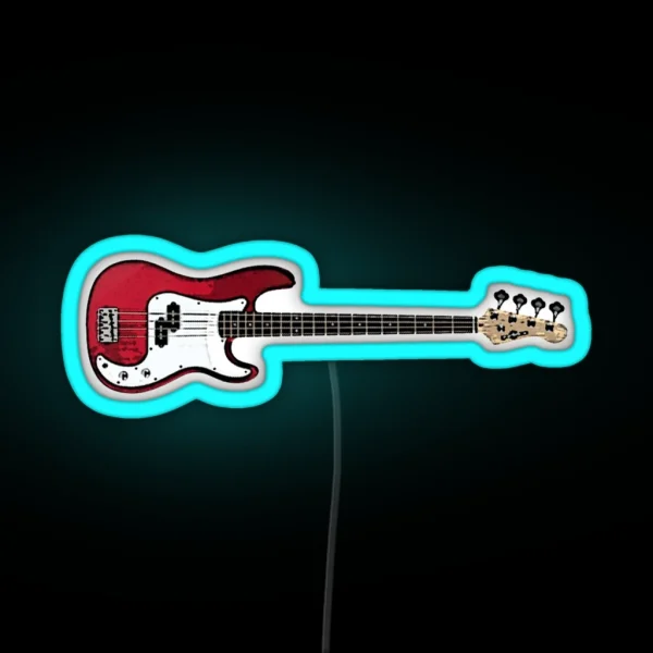 Bass Guitar In Red RGB Neon Sign