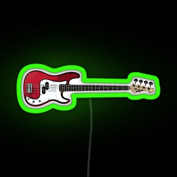 Bass Guitar In Red RGB Neon Sign