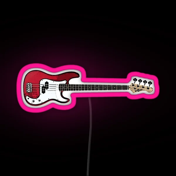 Bass Guitar In Red RGB Neon Sign