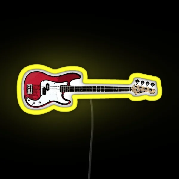 Bass Guitar In Red RGB Neon Sign