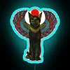 Radiant Bastet goddess symbol in vibrant RGB LED glow art.